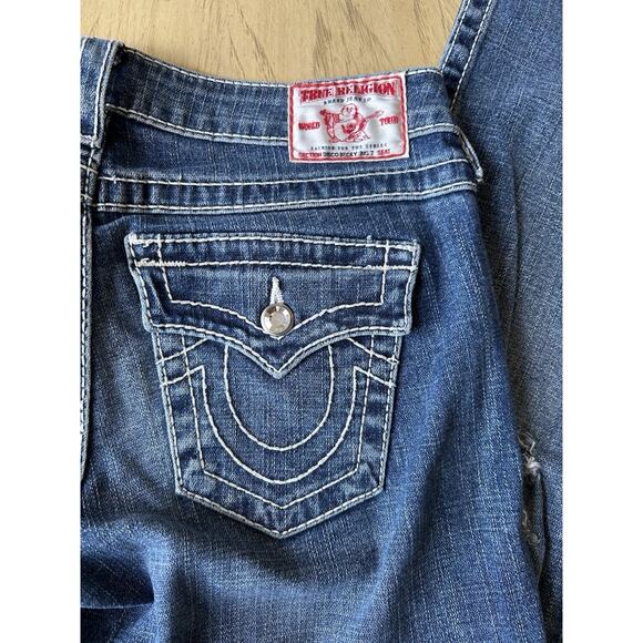 True Religion Distressed Jeans Sz 26 Bling Pockets Cowgirl Western Rodeo Y2K - Picture 3 of 14